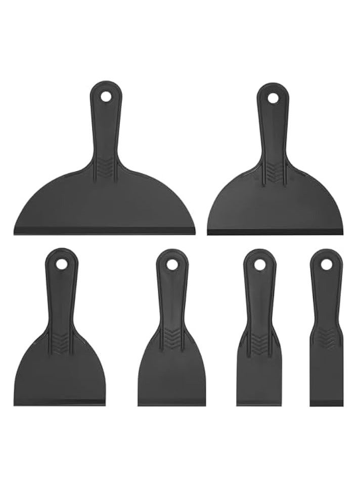 PROMASS Plastic Putty Knife Set, 6 Pcs Paint Scrapers Tools, Putty Filler Spatula Scraper for Spackling, Patching, Decals, Wallpaper, Remover Sticker, Car Painting Spatula Knife Scrapers - Black - Image 1