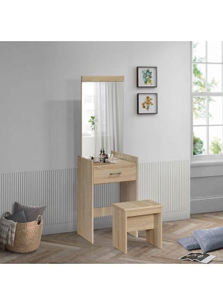 Oasis 1-Drawer Dresser | Dressing Table | Vanity Table | Makeup Table With Mirror And Stool Brown 162x48.7x40 cm - pzsku/Z6ECD31AFE284CCFDCBB8Z/45/_/1672729399/756f4d53-6299-4a81-bf04-7440cb5b48a7