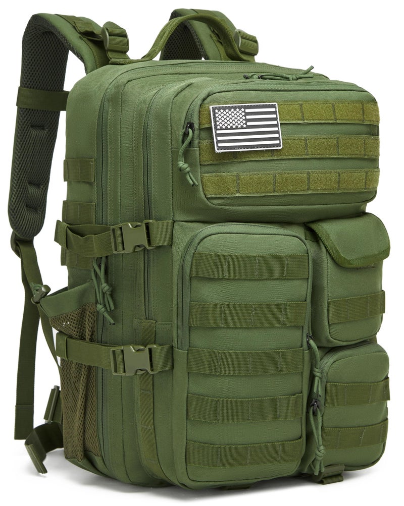 Wotony Tactical Backpack - Military waterproof backpack with multiple pockets and tactical gear for the outdoors (army green, 45L) - Image 1
