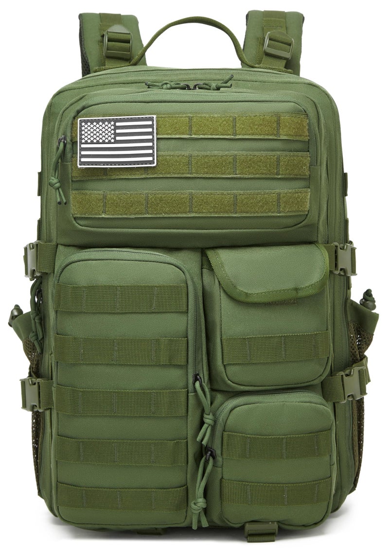 Wotony Tactical Backpack - Military waterproof backpack with multiple pockets and tactical gear for the outdoors (army green, 45L) - Image 3