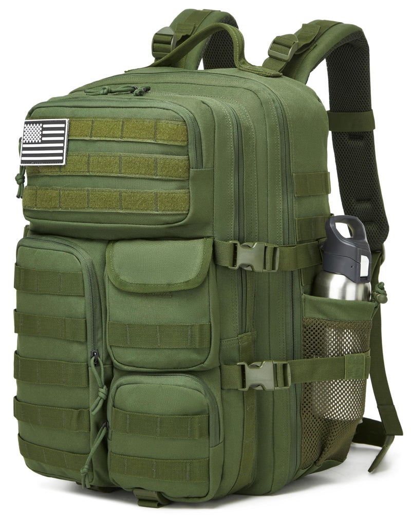 Wotony Tactical Backpack - Military waterproof backpack with multiple pockets and tactical gear for the outdoors (army green, 45L) - Image 2
