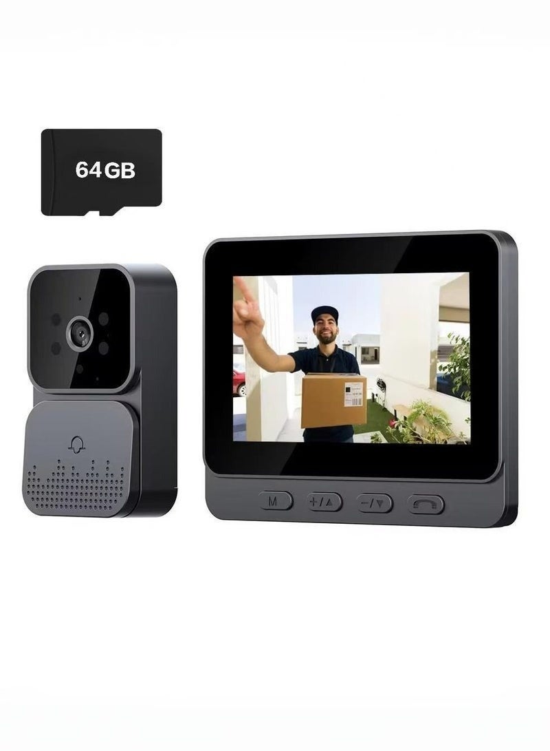 Doorbell Camera Wireless No Subscription 1080P, Waterproof Door Bell Camera with Connect via Bluetooth NO WiFi and APP, Video Intercom Two-Way Audio, 170° View Angle,Night Vision，Free 64GB memory card included! - Image 1