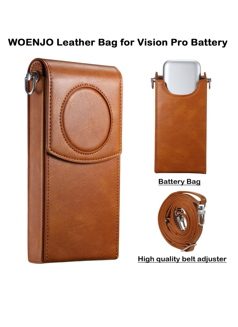 Generic - Battery Bag for Apple Vision Pro Portable PU Leather Bag for Vision Pro Battery Protection Shockproof and AntiDrop Waterproof Leather Crossbody Bag with Adjustable Strap Cell Phone and Card Holder - Image 1