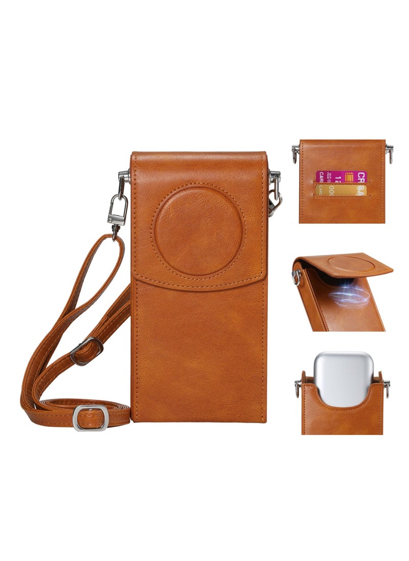 Generic - Battery Bag for Apple Vision Pro Portable PU Leather Bag for Vision Pro Battery Protection Shockproof and AntiDrop Waterproof Leather Crossbody Bag with Adjustable Strap Cell Phone and Card Holder - Image 1
