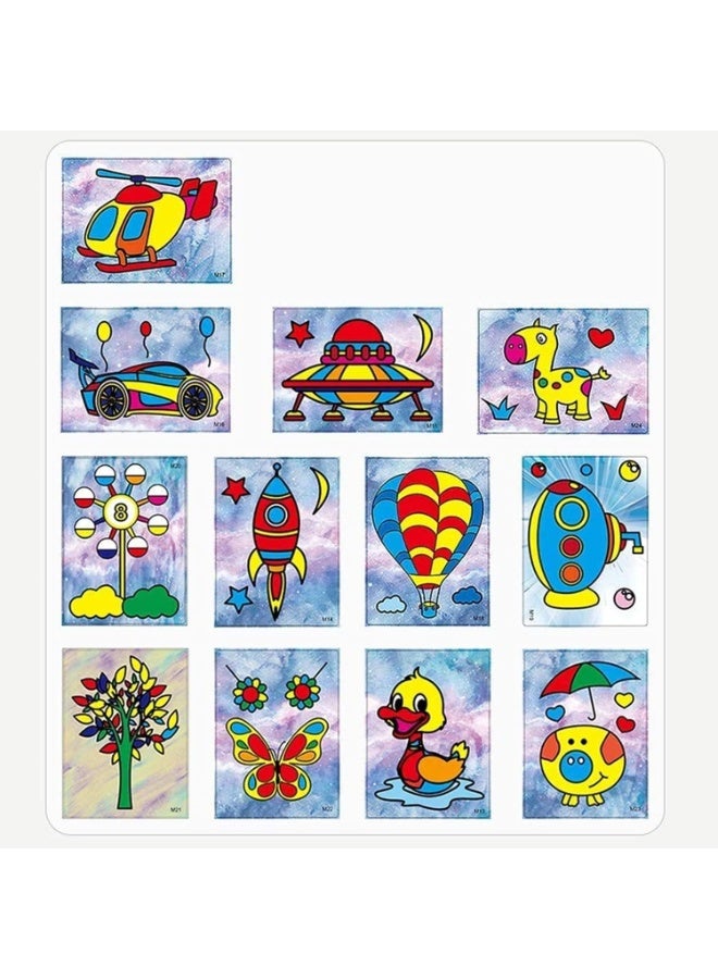 مجموعة من 12 قطعة من ألعاب الرسم بالرمل للأطفال، تتضمن لوحة رسم، صندوق هدايا فني فقاعي، ورق رسم يدوي الصنع، بطاقة رسم رملية عشوائية، لون أخضر - Image 4