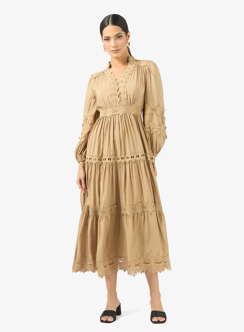 Dress With Tiered Lace Inserts