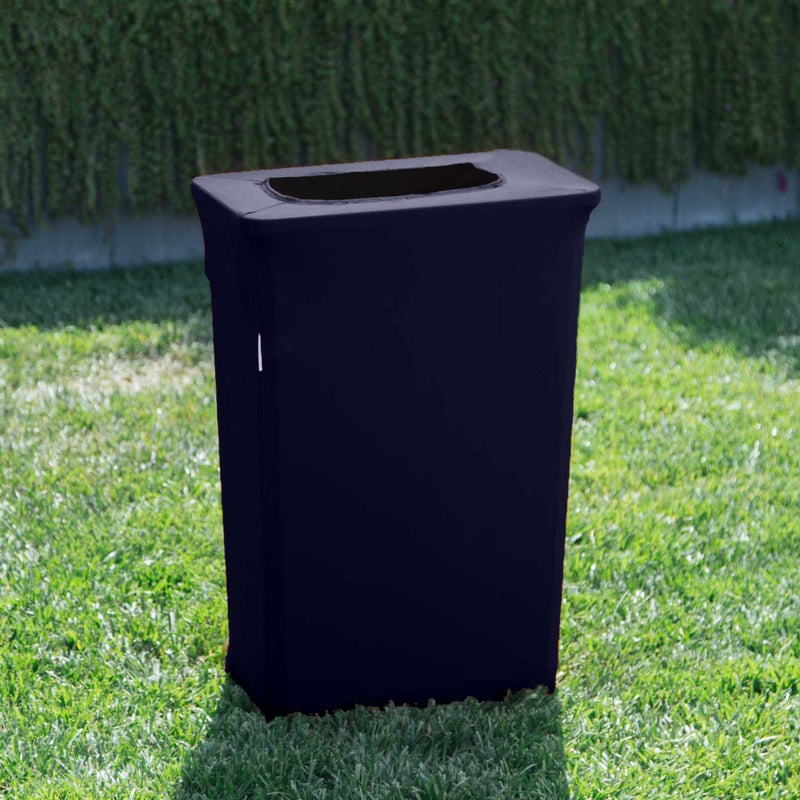 LA Linen Stretch Spandex Fitted Trash Can Cover for Slim Jim 23-Gallon, Bin Waste Container Cover, Outdoor Indoor Patio Backyard Decor, Navy - Image 2