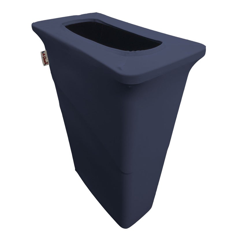 LA Linen Stretch Spandex Fitted Trash Can Cover for Slim Jim 23-Gallon, Bin Waste Container Cover, Outdoor Indoor Patio Backyard Decor, Navy - Image 1