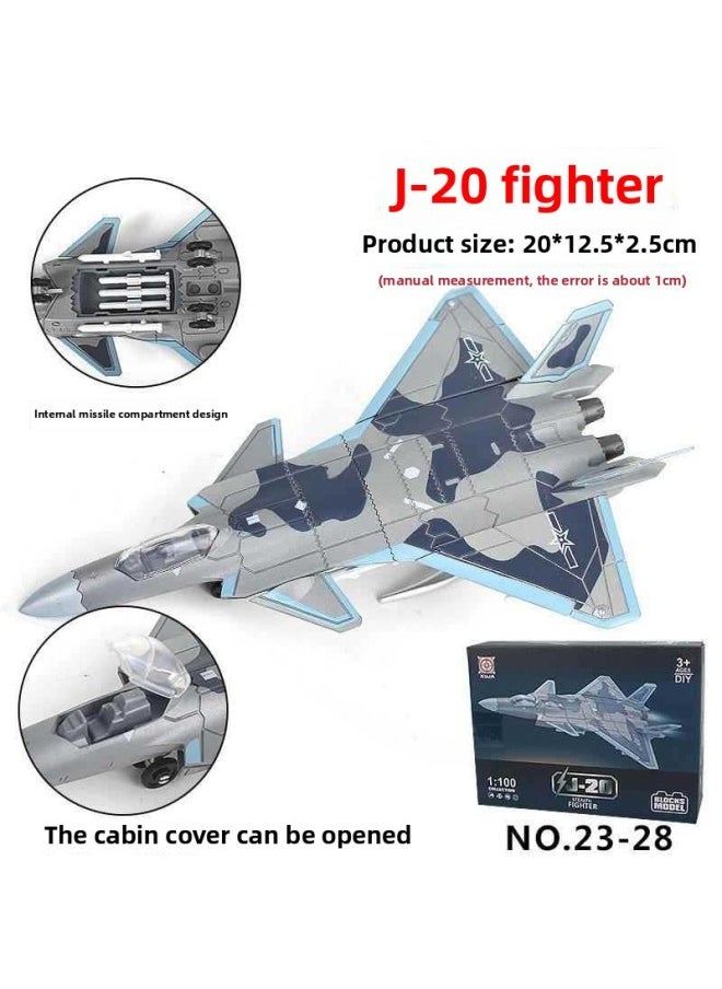 Generic - J-20 Veyron Su57 Heavy Stealth Fighter F22 Raptor Stealth Aircraft B2 Ghost Bomber Assembled Model-Color:J-20 Weilong Invisible Fighter (11:100) China - Image 1