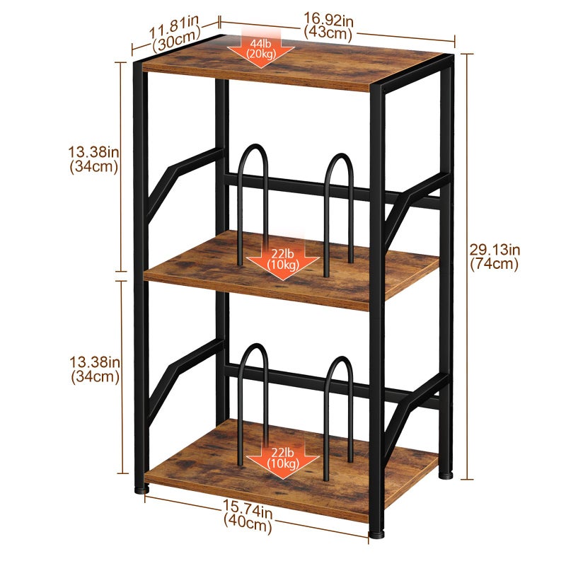 LOAKEKEL Record Player Stand, Vinyl Record Storage Up to 200 Albums, 3 Tier End Table with Removable Dividers, Tall Side Table for Living Room, Bedroom, Rustic Brown, HETCD010BR-1 - Image 3