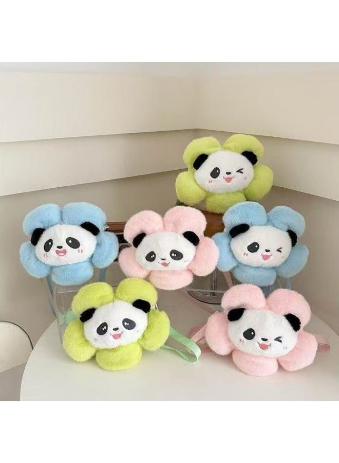 Sanrio Plush Bag Toy Doll Bag Cartoon Ins Style Coin Purse Grab Doll Crossbody Bag-Specifications:Mink Panda Flower Crossbody Bag (23*28*9cm)  - Image 1