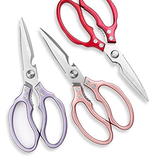 AWinjoy Kitchen Scissors, Heavy Duty Sharp Shears Dishwasher Safe, Rose Gold Cooking Accessories for Meat, Chicken, Fish, Poultry, Herb, Bread - Image 5