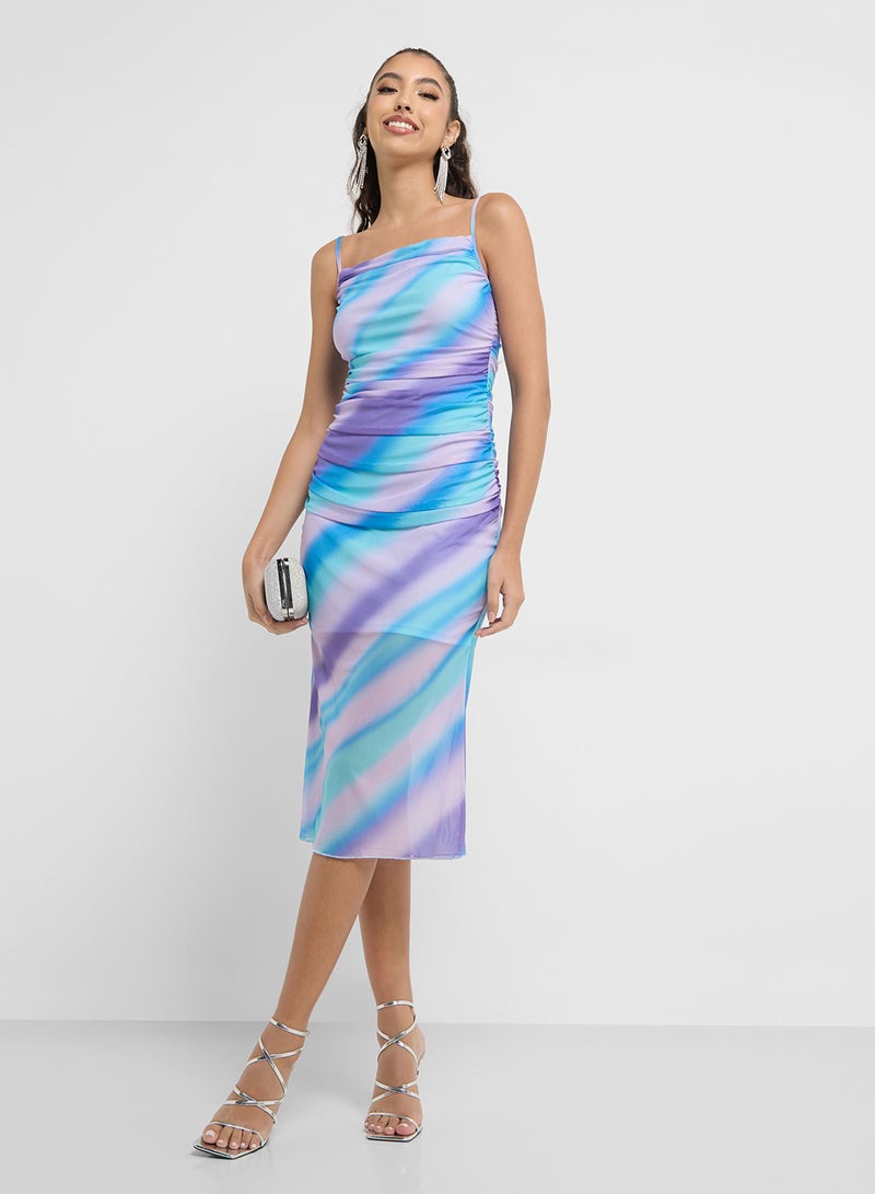 جينجر فستان مزموم بألوان مائية - Image 4