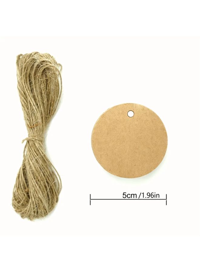 100 White Kraft Paper Gift Tags With Strings Blank Round Hang Tags For Crafts Wedding Favors Gift Wrapping - Image 2