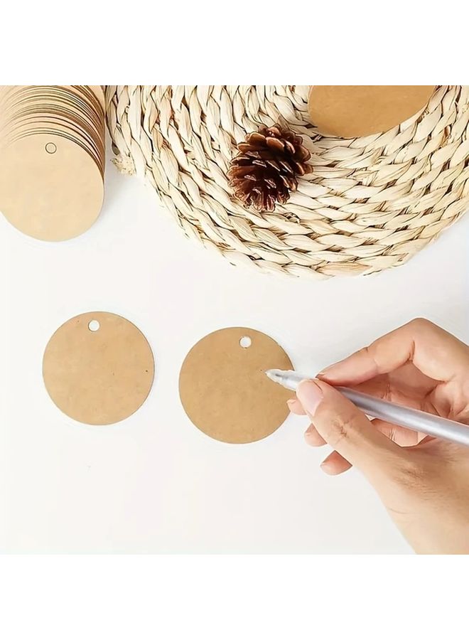 100 White Kraft Paper Gift Tags With Strings Blank Round Hang Tags For Crafts Wedding Favors Gift Wrapping - Image 3