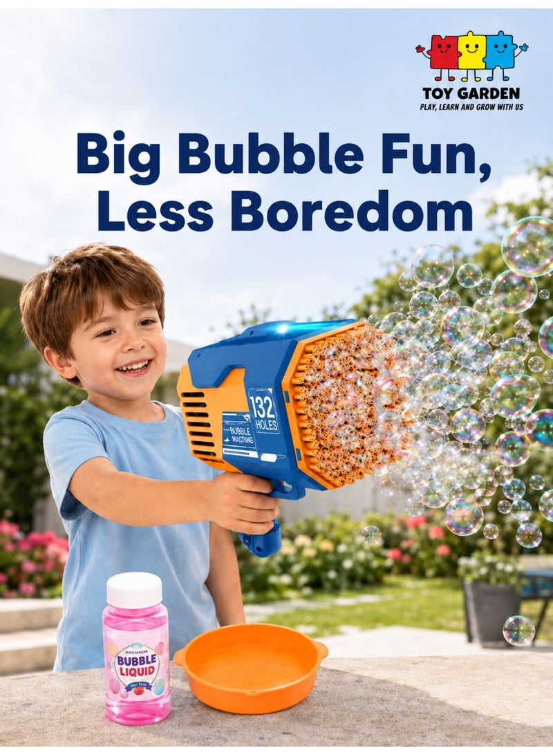 TOY GARDEN 132 Holes Bubble Blower – Automatic Bubble Machine with Colorful Lights and Bubble Solution | Fun Outdoor Toy for Kids - Image 1