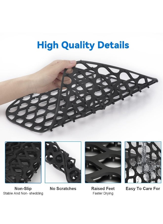 Generic Silicone Sink Mat, 2 PCS Sink Protectors for Kitchen Sink, Kitchen Sink Mat, Grid Non-Slip Folding Sink Pad for Bottom, Stainless Steel Porcelain Sink Pad, Black  - Image 5