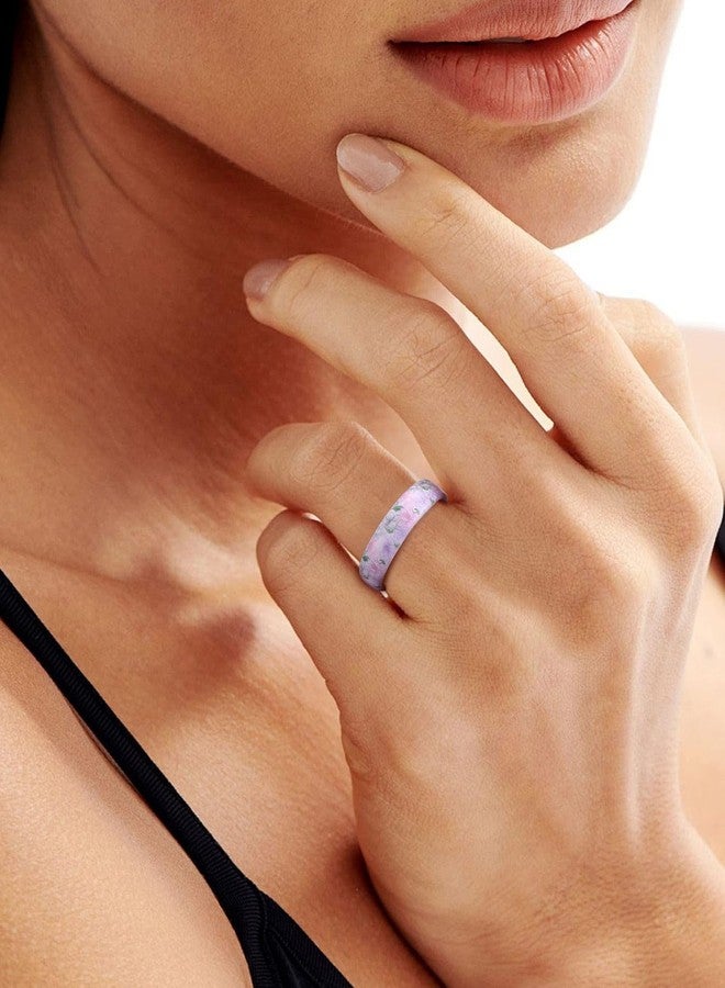 Egnaro Women's Silicone Statement Rings, 5.2mm Wide 2mm Thick Rubber Printed Floral Bands For Her Size 4-12 - Image 3
