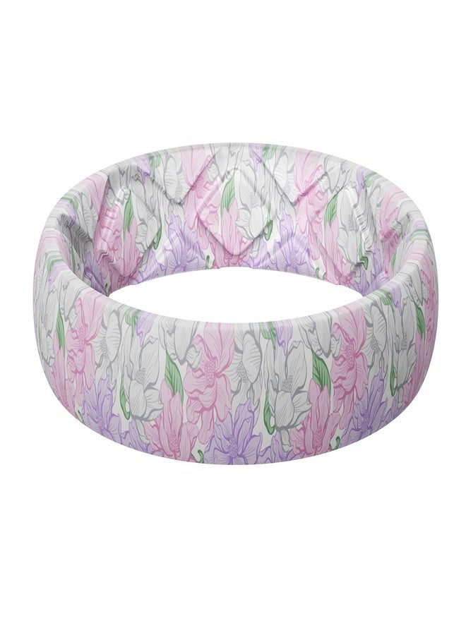 Egnaro Women's Silicone Statement Rings, 5.2mm Wide 2mm Thick Rubber Printed Floral Bands For Her Size 4-12 - Image 1