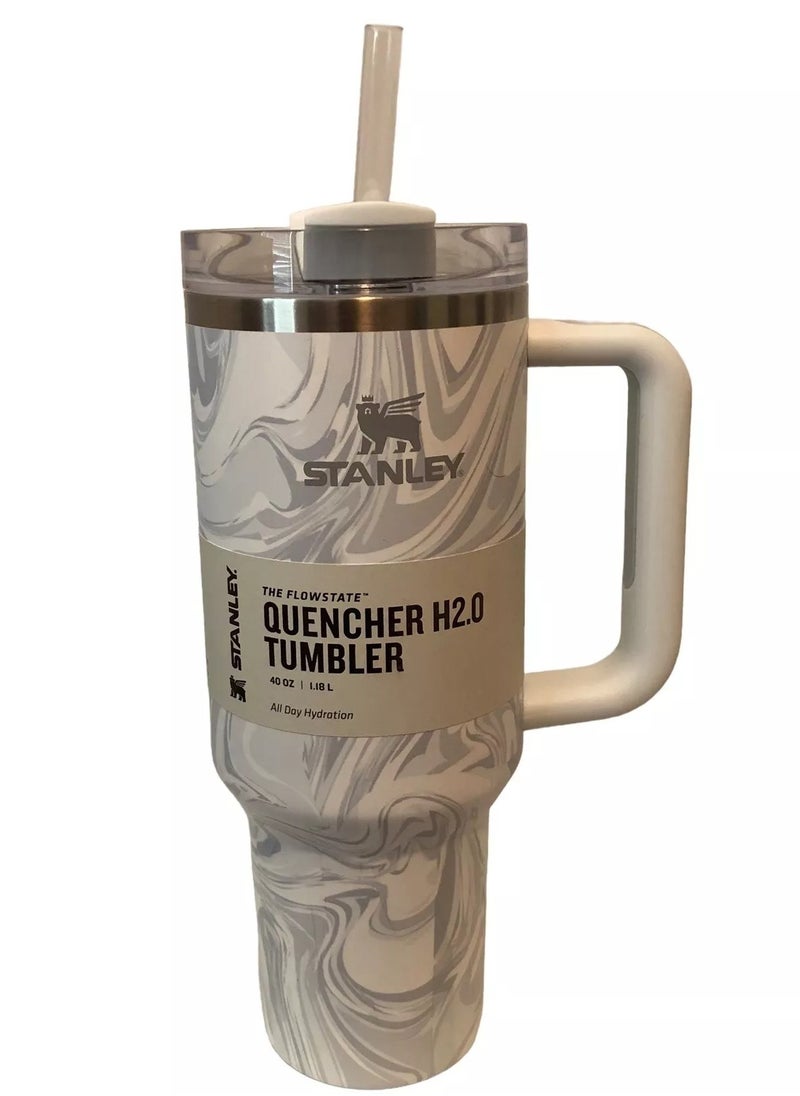 Stanley - Quencher H2.0 FlowState 40oz Vacuum Insulated Tumbler – Rose Quartz Swirl Travel Mug with Leakproof Reusable Lid & Straw for Water, Coffee, Smoothies, Iced Tea – Double-Walled, Keeps Drinks Hot for 7 Hours & Cold for 24 Hours, Durable, Stylish, Spill-Proof for On-the-Go Hydration - Image 1