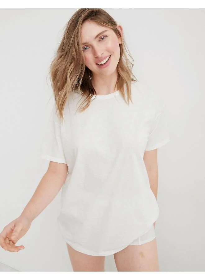 آري من امريكان ايجل Aerie Distressed Basic Boyfriend T-Shirt