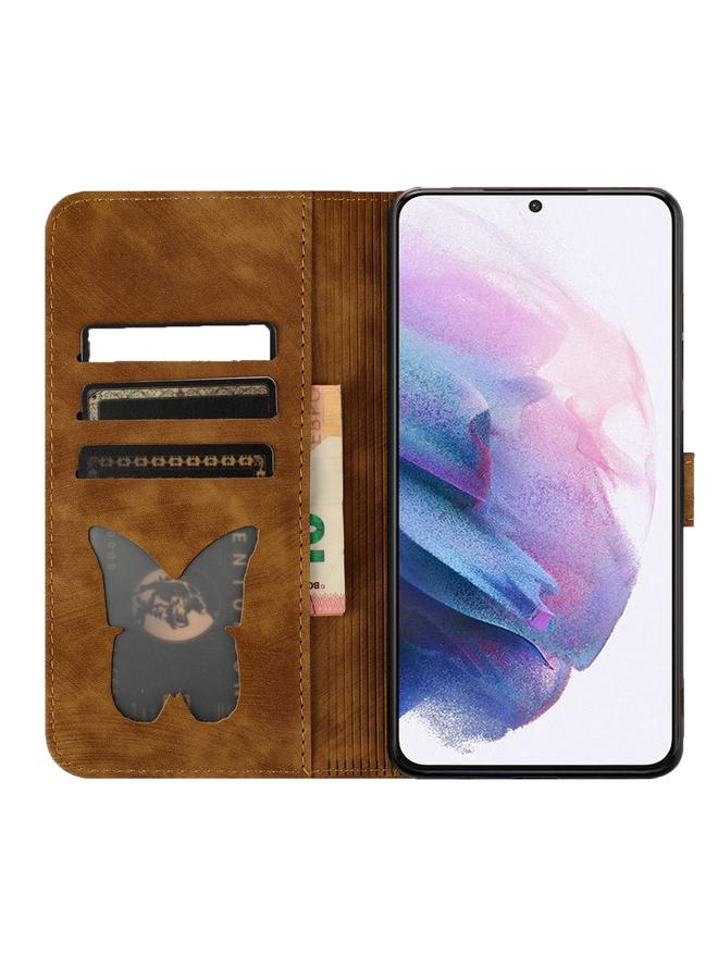 اس-توب جراب لهاتف Samsung Galaxy S21 5G، جراب هاتف جلدي قلاب بنقشة قطة على شكل فراشة - Image 4