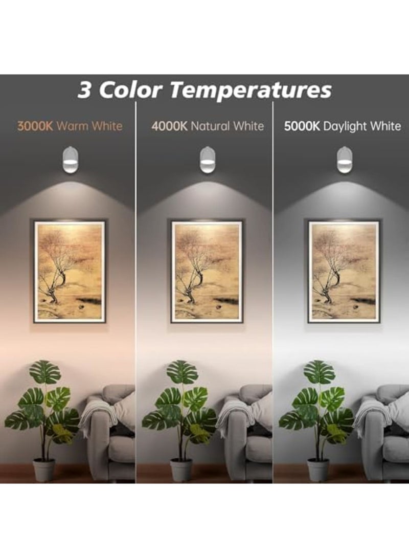 SYOSI Rechargeable Indoor LED Spotlight with Remote, 3000K/4000K/6000K Magnetic Wireless Wall Light, with Adjustable Color Temperature, Controlled, Dimmable, Ideal for Paintings, Artwork, White - Image 2