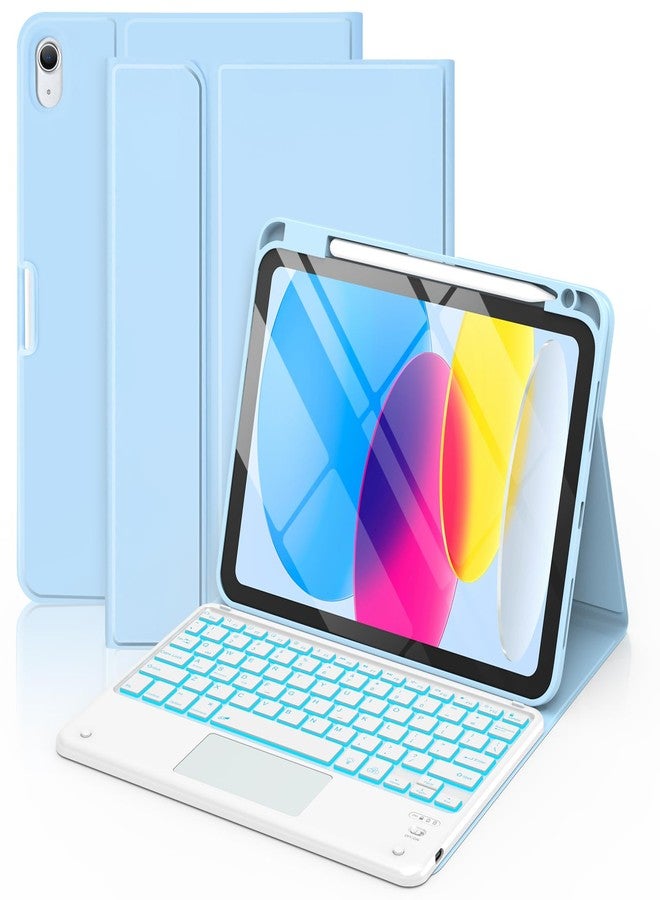 COO for iPad 11th/10th Generation Case with Keyboard, 7 Colors Backlit Wireless Detachable with Multi-Touch Trackpad & Pencil Holder for iPad 11 inch A16 2025/10th Gen 10.9 Inch 2022（Light Blue） - Image 1