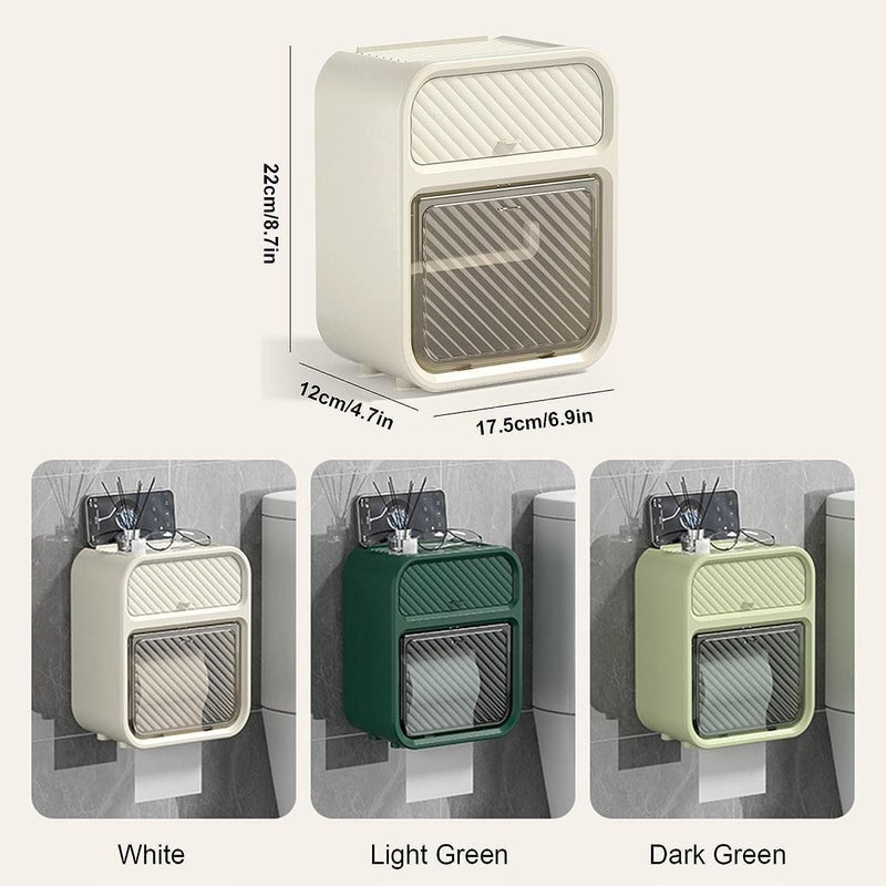 RAMPKD Punch-Free Paper Holder Wall-Mounted Toilet Toilet Paper Box Tissue Box Hand Carton Storage Rack Paper Extraction Box Light Luxury (Beige) - Image 2