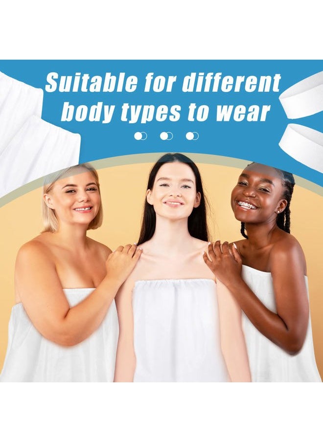 Jiuguva - 20 Sets Disposable Facial Headband and Spa Wrap Bathrobe Adjustable Nonwoven Bath Wrap Spa Headbands for Women Sauna Salon Skirt Sweat Steaming Hair, White - Image 1