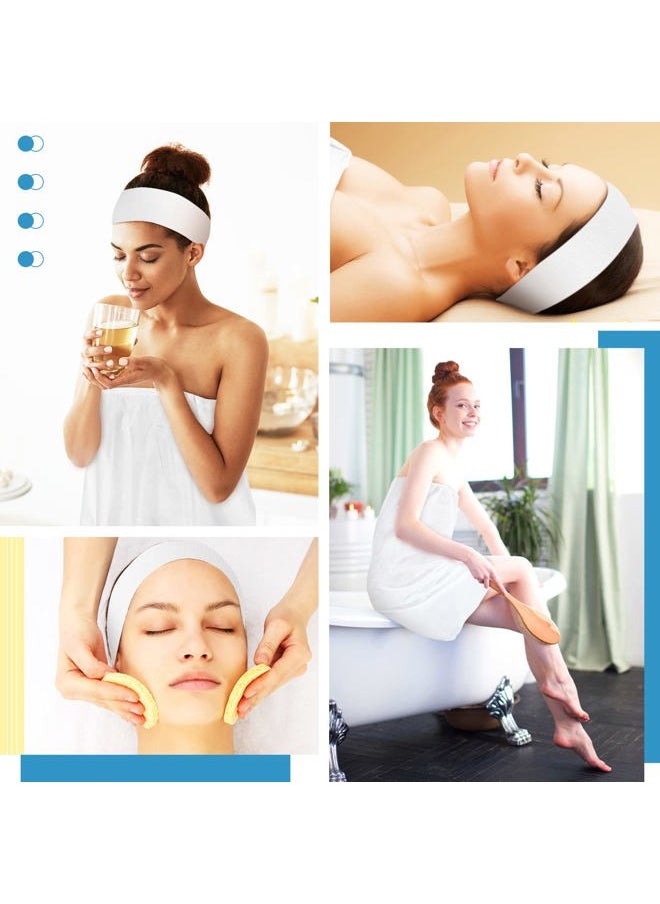 Jiuguva - 20 Sets Disposable Facial Headband and Spa Wrap Bathrobe Adjustable Nonwoven Bath Wrap Spa Headbands for Women Sauna Salon Skirt Sweat Steaming Hair, White - Image 1