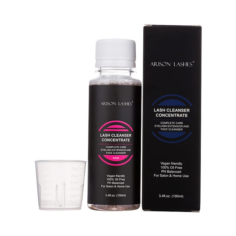 ARISON LASHES Eyelash Cleanser Concentrate 100ml Professional Lash Extensions Shampoo Natural Foaming Cleanser for Extensions Lashes with Salon Home CareMakes 20 Bottles 60ml Eyelash ShampooRose