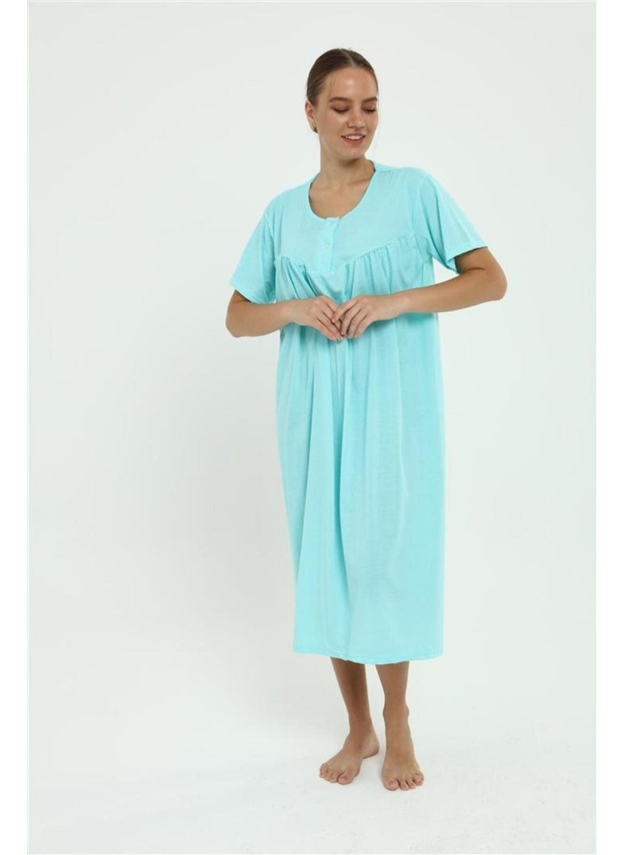 Seva Cotton Combed Cotton Large Size Solid Color Nightgown Buttoned Maternity Nightgown  - Image 1