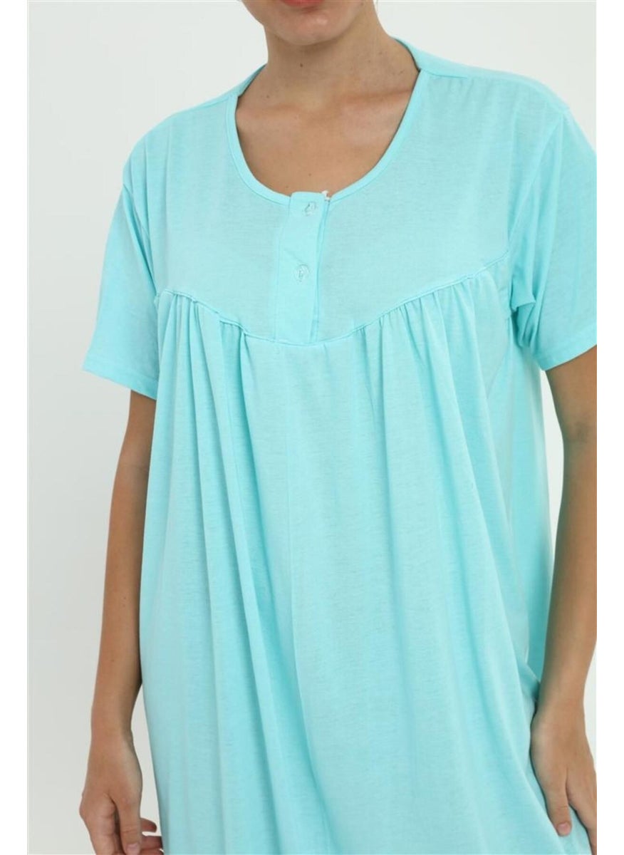 Seva Cotton Combed Cotton Large Size Solid Color Nightgown Buttoned Maternity Nightgown  - Image 4