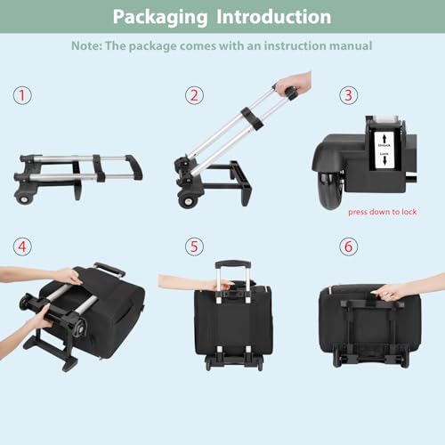 MATEIN Rolling Laptop Bag for Women, 15.6 Inch Rolling Briefcase with Wheels &Detachable Cart, Roller Computer Teacher Tote Bag with Insulated Lunch Box Gift for Nurse Work Business Office, Deep Black - Image 2