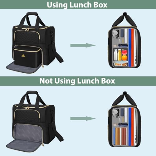 MATEIN Rolling Laptop Bag for Women, 15.6 Inch Rolling Briefcase with Wheels &Detachable Cart, Roller Computer Teacher Tote Bag with Insulated Lunch Box Gift for Nurse Work Business Office, Deep Black - Image 4