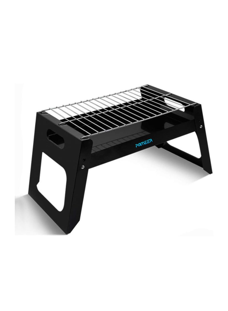 بامير شواية فولاذية للشواء وحفرة نار، شواية فحم قابلة للطي محمولة للطهي في الهواء الطلق، والنزهات، والفناء، والفناء الخلفي، والتخييم، والطهي. - Image 1