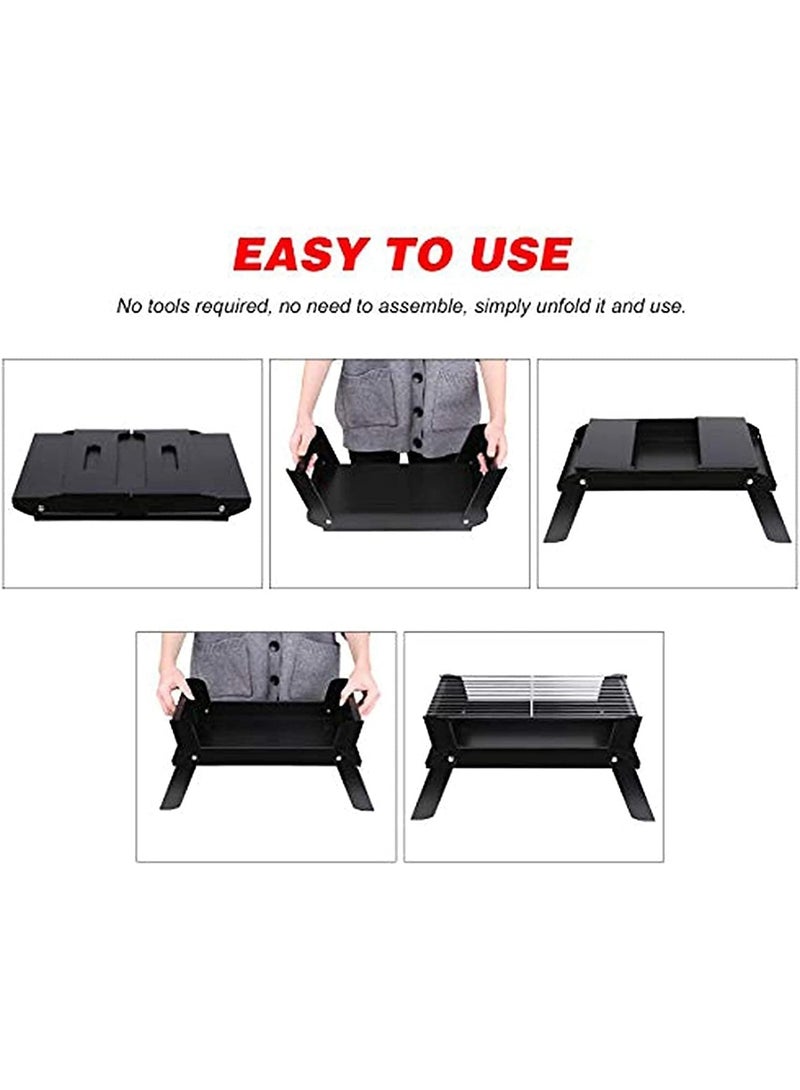 بامير شواية فولاذية للشواء وحفرة نار، شواية فحم قابلة للطي محمولة للطهي في الهواء الطلق، والنزهات، والفناء، والفناء الخلفي، والتخييم، والطهي. - Image 5