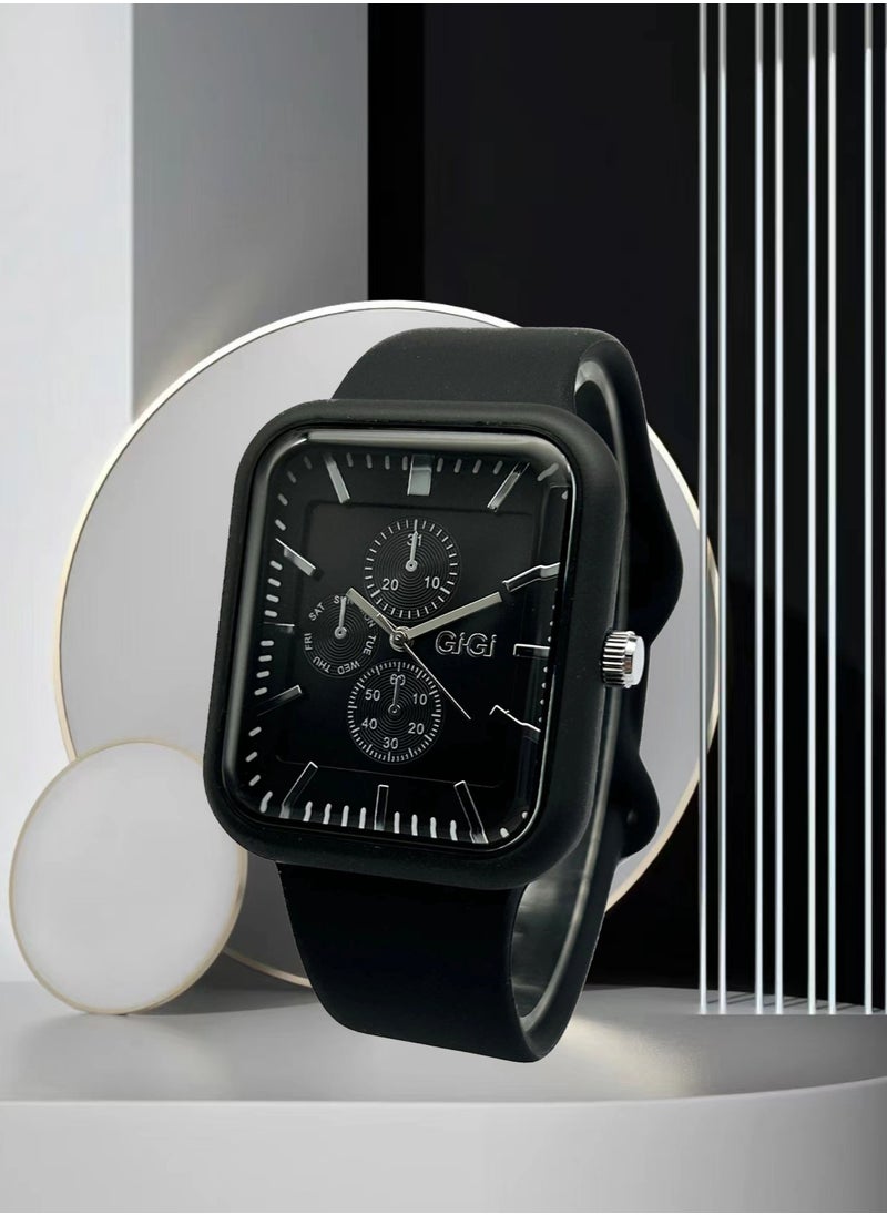 GiGi - GIGI Analog Watch With Black Leather Strap For Unisex - Image 1
