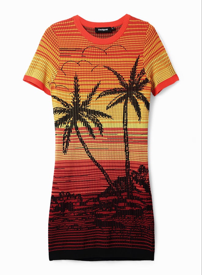 DESIGUAL فستان شجرة النخيل متماسكة قصيرة - Image 5