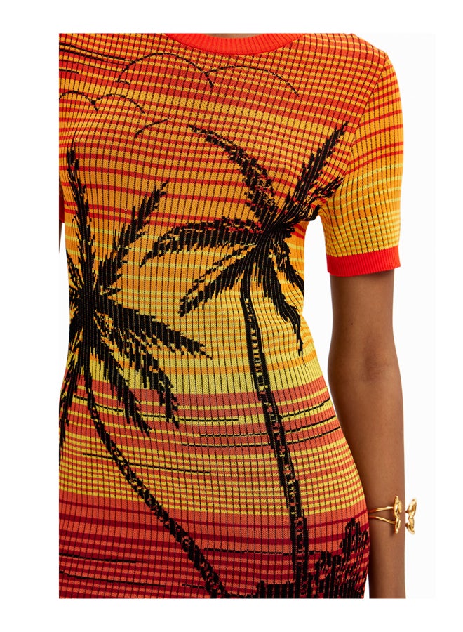 DESIGUAL فستان شجرة النخيل متماسكة قصيرة - Image 4