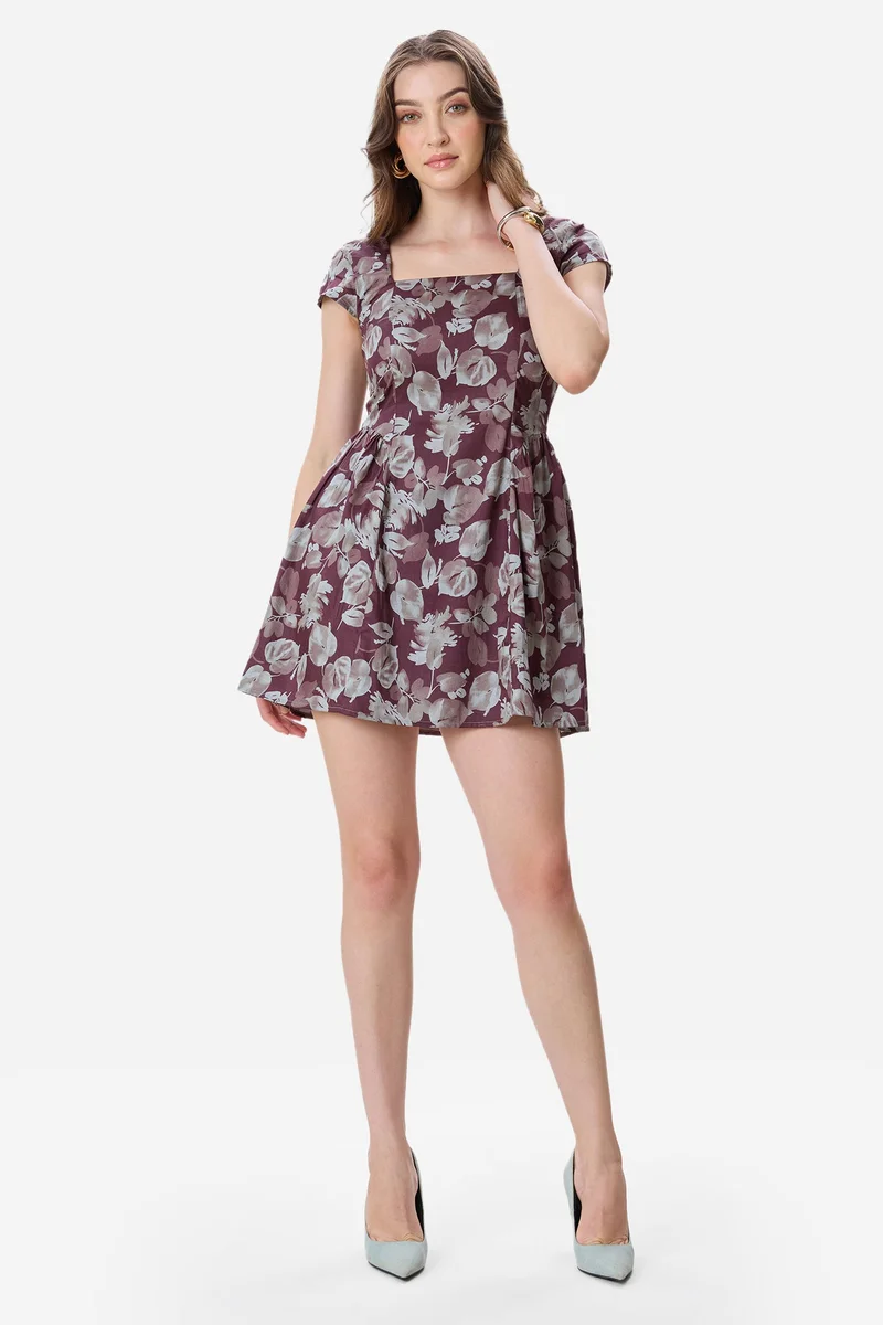 فيرجيو Floral Cotton Fit & Flare Floral Mini Dress for Women
