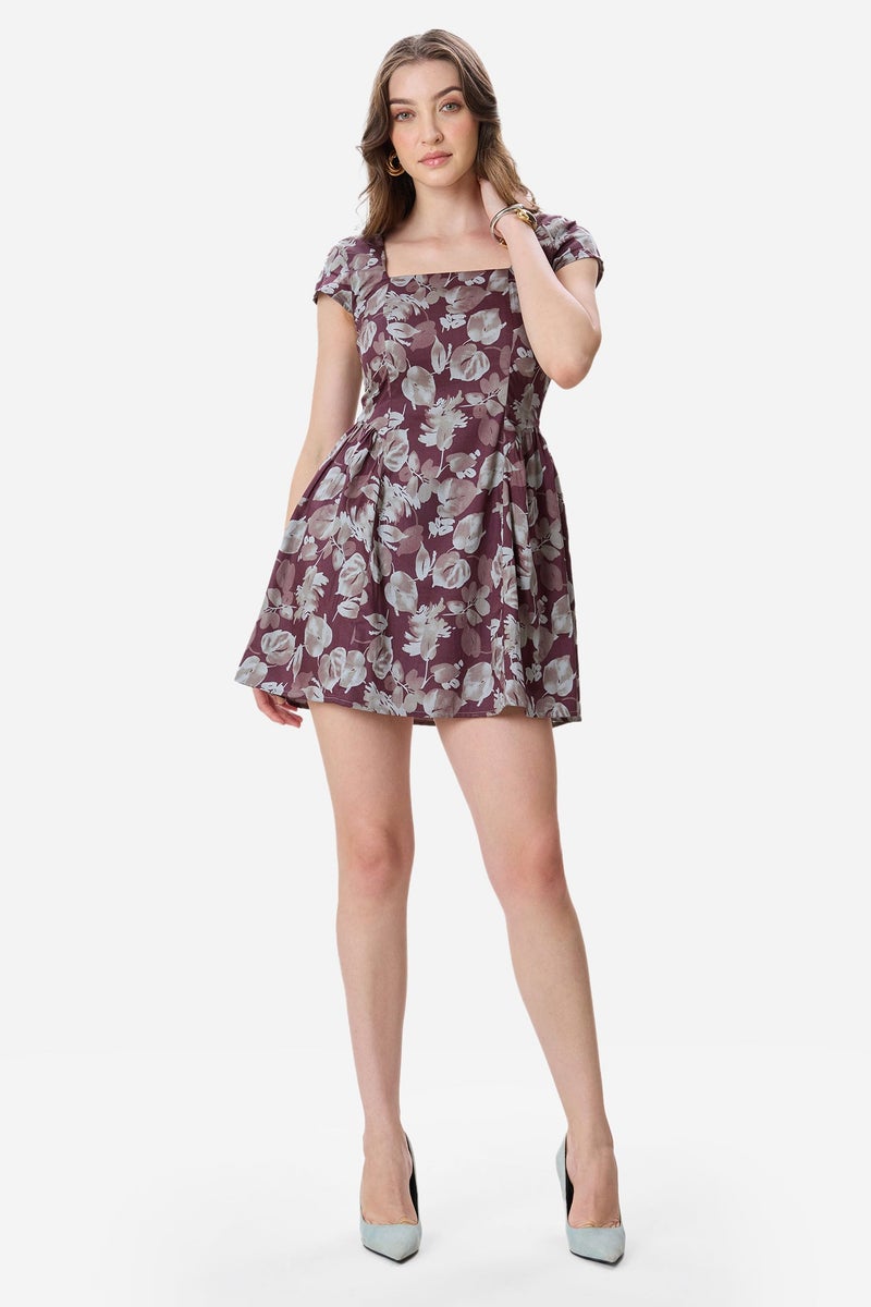 Virgio Floral Cotton Fit & Flare Floral Mini Dress for Women - Image 2