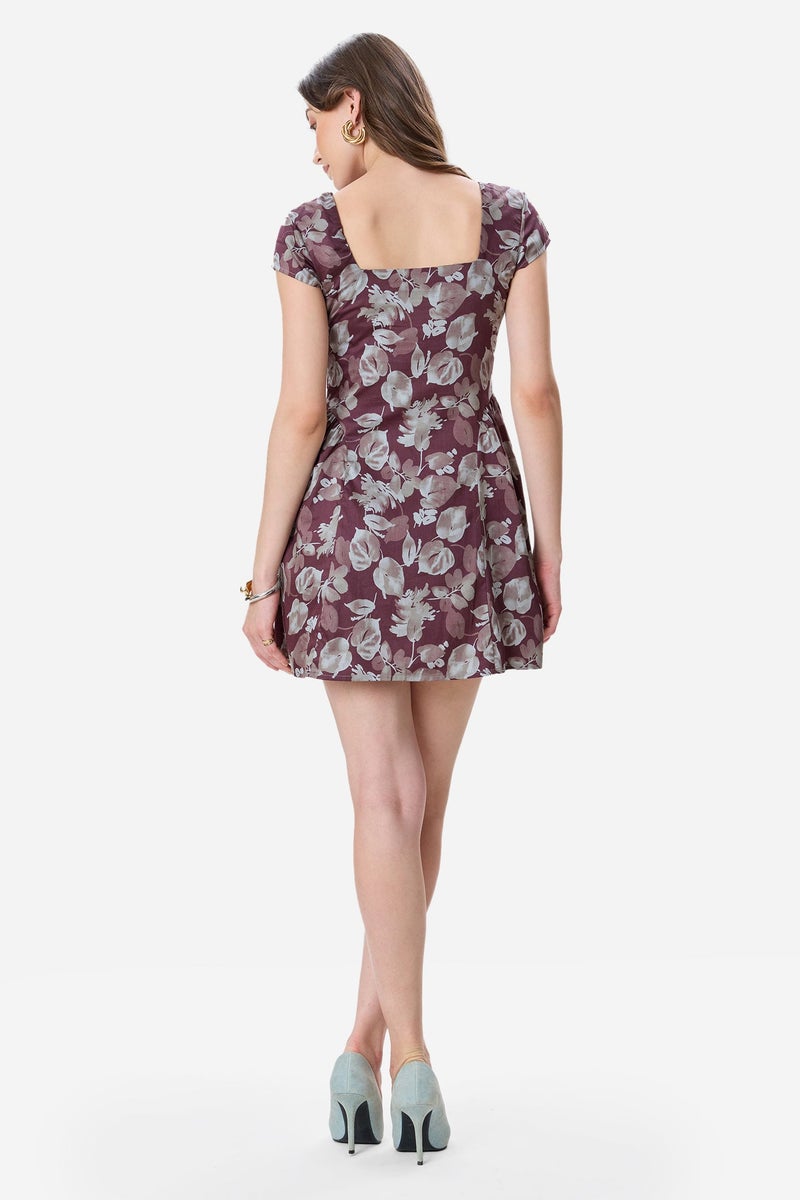 Virgio Floral Cotton Fit & Flare Floral Mini Dress for Women - Image 4