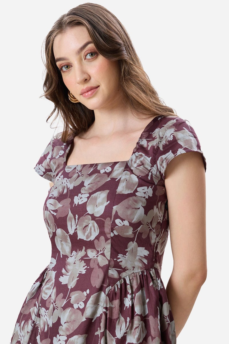 Virgio Floral Cotton Fit & Flare Floral Mini Dress for Women - Image 5