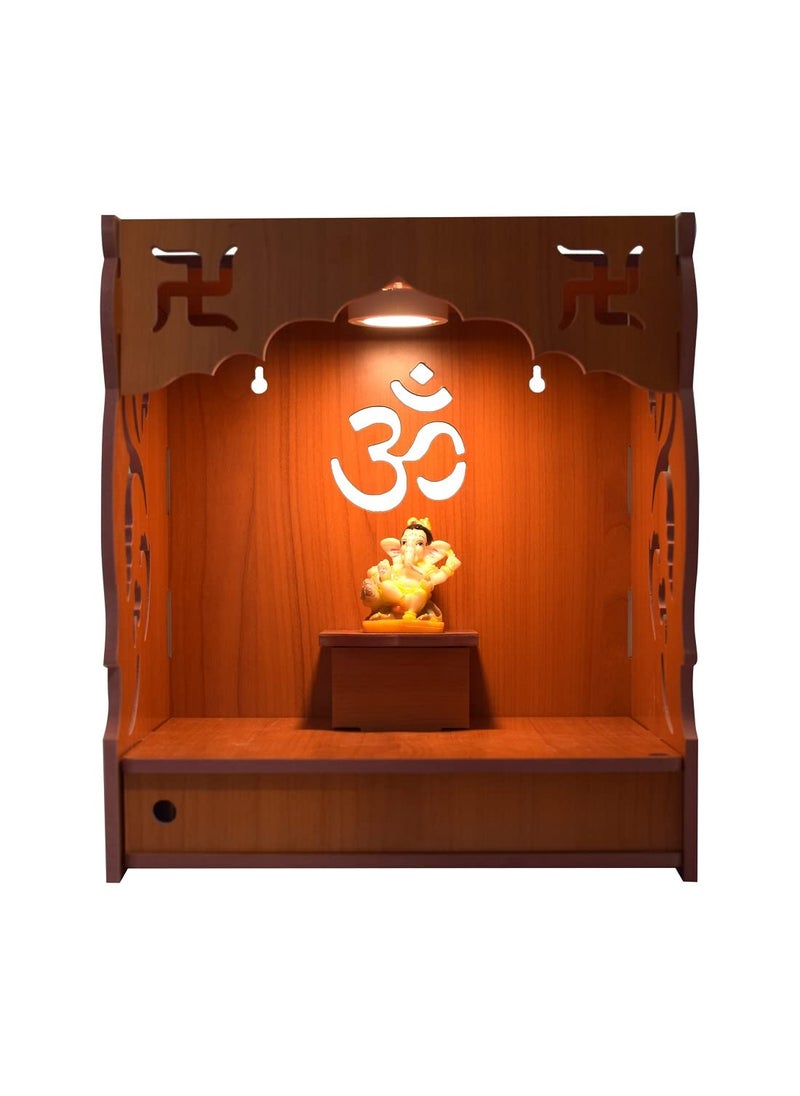 CrazyInk - CrazyInk Handmade Beautiful Wooden TempleHome TemplePuja MandirWall Hanging and Table Top Home Mandir TempleHome Decor Beautiful Wooden Temple with Storage Box RED RED - Image 1