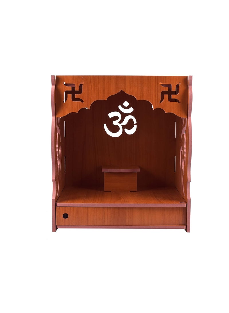 CrazyInk - CrazyInk Handmade Beautiful Wooden TempleHome TemplePuja MandirWall Hanging and Table Top Home Mandir TempleHome Decor Beautiful Wooden Temple with Storage Box RED RED - Image 1