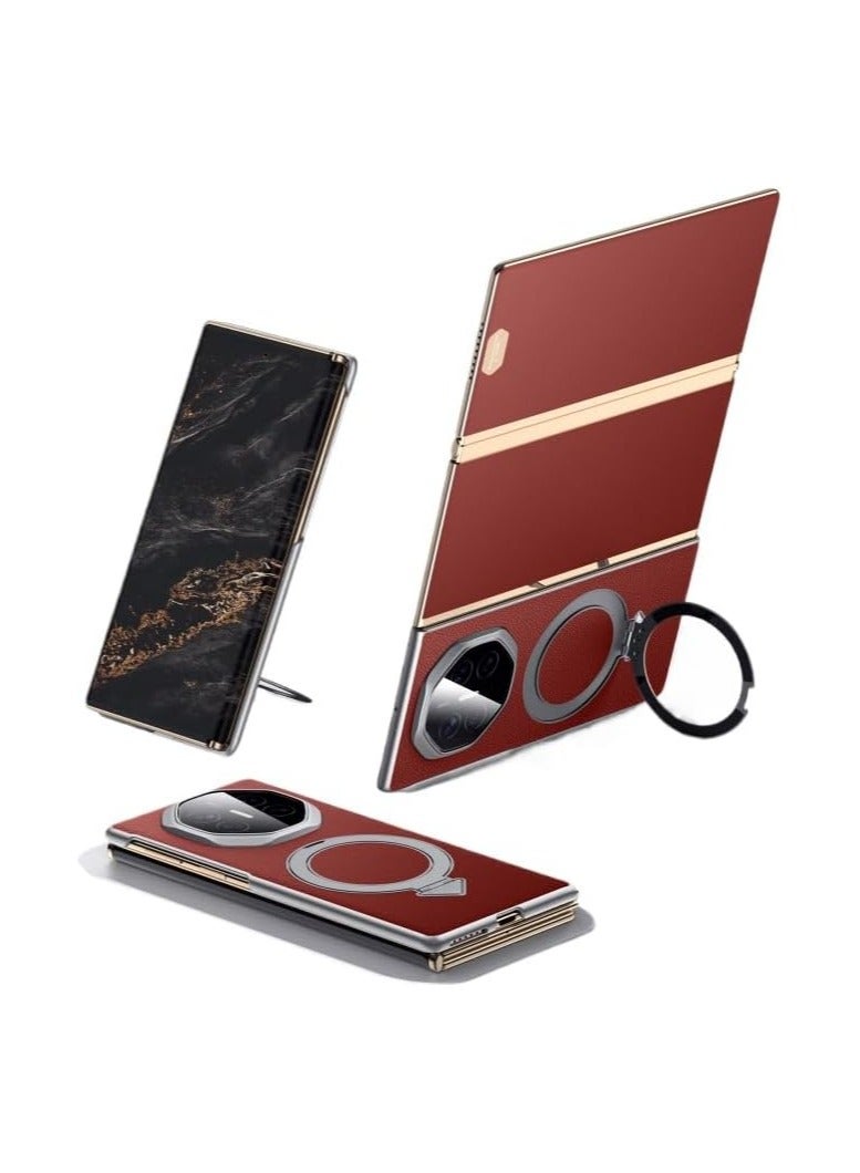 Case compatible with Huawei Mate XT, built-in magnetic suction with adjustable swivel stand and full wrap-around hinge, supports Huawei Mate XT wireless charging sleeve