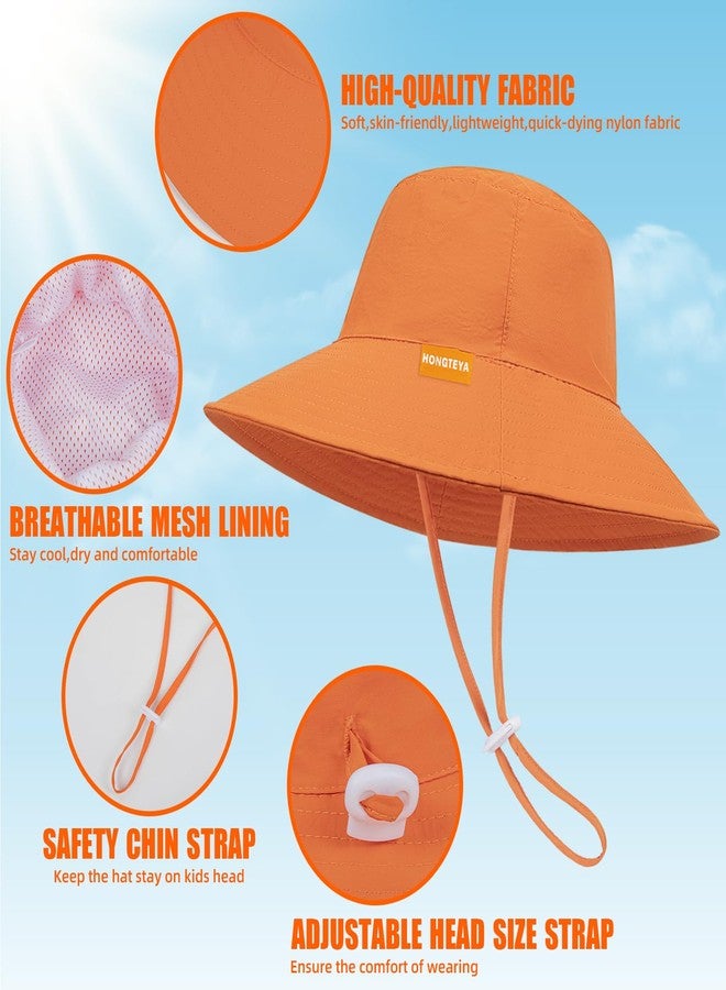 HONGTEYA 2-Pack Baby Sun Hat Kids Summer UPF 50+ Sun Protective Toddler Bucket Hat Wide Brim Adjustable Beach Hats for Boys Girls Age 0-6 Years (Brown + White) - Image 3