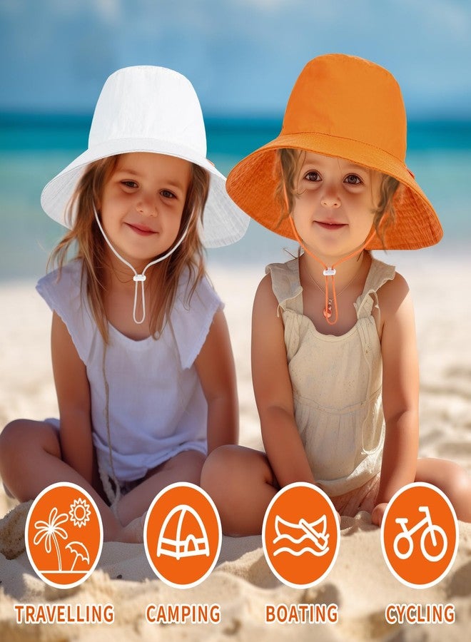 HONGTEYA 2-Pack Baby Sun Hat Kids Summer UPF 50+ Sun Protective Toddler Bucket Hat Wide Brim Adjustable Beach Hats for Boys Girls Age 0-6 Years (Brown + White) - Image 4